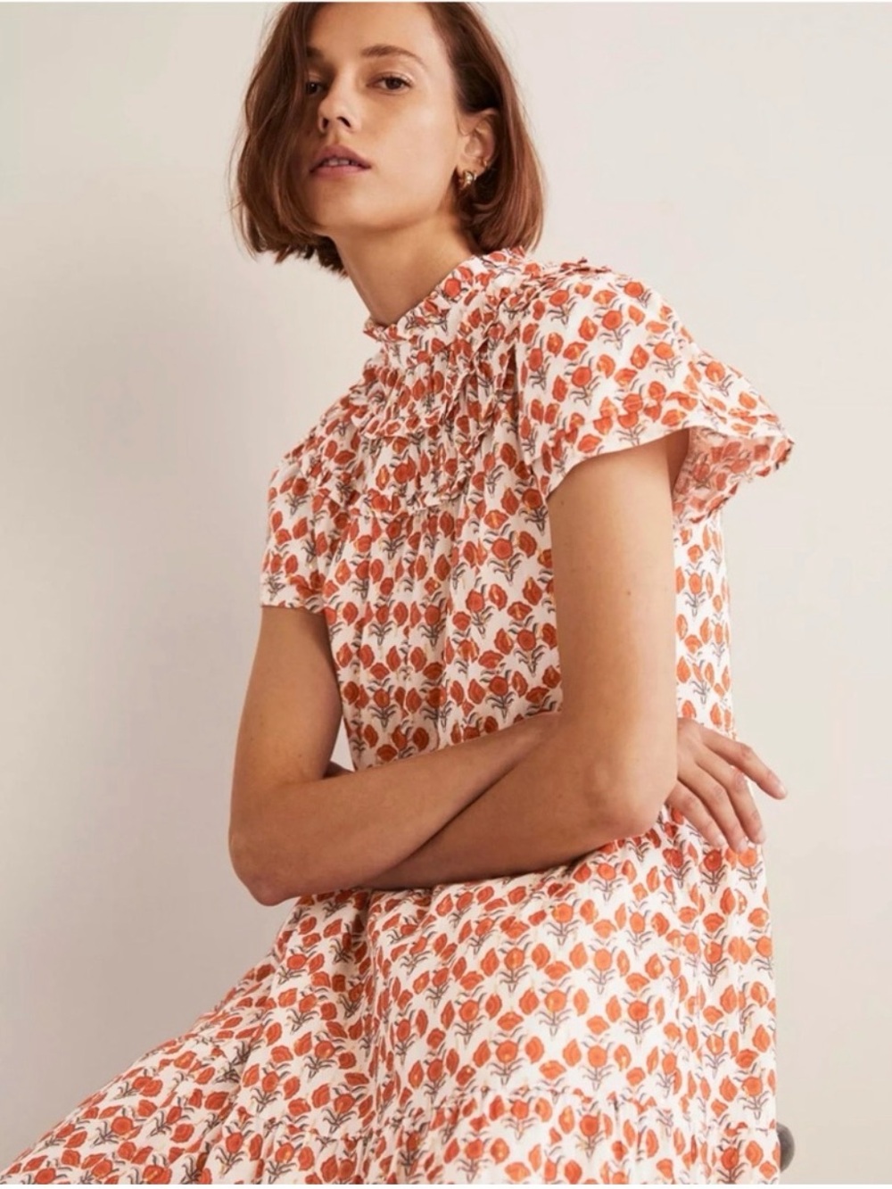 BODEN Ruched Detail Metallic Dress - Picture 4 of 16